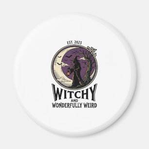 Vintage-Hexen-Shirt mit spooky Moon Halloween-Kuns Magnet