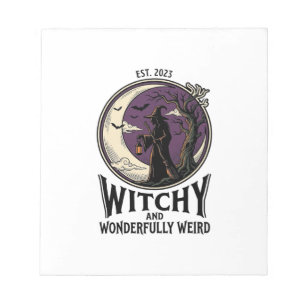 Vintage-Hexen-Shirt mit spooky Moon Halloween-Kuns Notizblock
