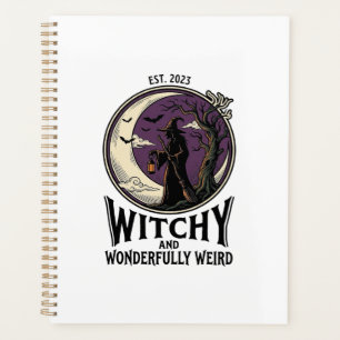 Vintage-Hexen-Shirt mit spooky Moon Halloween-Kuns Planer