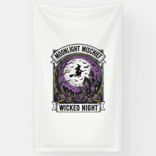 Vintage-Hexen-Shirt mondbeschienenes Halloween-Kun Banner
