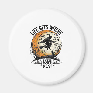 Vintage-Hexen-Shirt Retro-Halloween fliegende Hexe Magnet