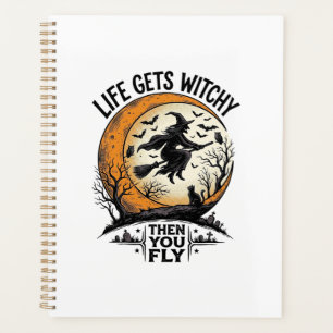 Vintage-Hexen-Shirt Retro-Halloween fliegende Hexe Planer