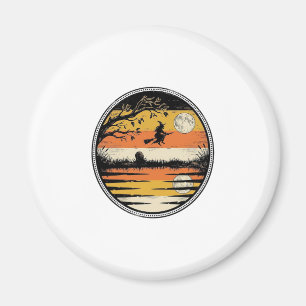 Vintage-Hexen-Sonnenuntergang-Halloween-Vektordesi Magnet