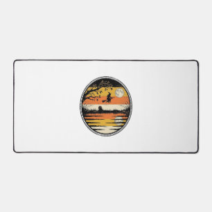 Vintage-Hexen-Sonnenuntergang-Halloween-Vektordesi Schreibtischunterlage