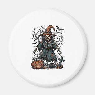 Vintage-Hexen-Vogelscheuche-Halloween-Kürbis-Shirt Magnet