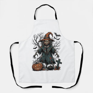 Vintage Hexen Vogelscheuche Halloween Kürbis-Shirt Schürze