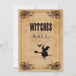 Vintage-Hexenball-Doppel-Halloween-Party Einladung