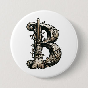 Vintage-Hexenbesen B Halloween Button