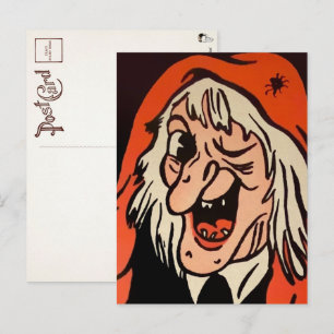 Vintage Hexengesichts-Dekorationspostkarte Postkarte