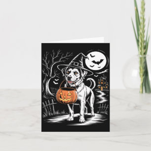 Vintage Hexenhund mit Kürbis Gruseliger Hund Hallo Karte