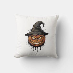 Vintage Hexenhut Kürbis Halloween Grafik_1 Kissen