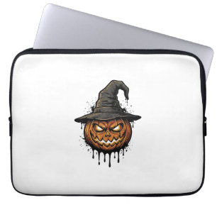 Vintage-Hexenhut-Kürbis-Halloween-Grafik_1 Laptopschutzhülle