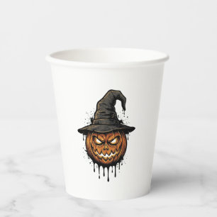 Vintage Hexenhut Kürbis Halloween Grafik_1 Pappbecher