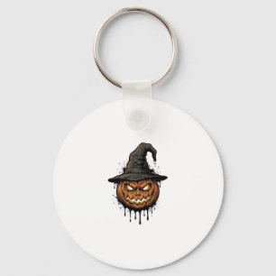 Vintage Hexenhut Kürbis Halloween Grafik_1 Schlüsselanhänger