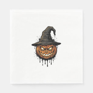 Vintage Hexenhut Kürbis Halloween Grafik_1 Serviette