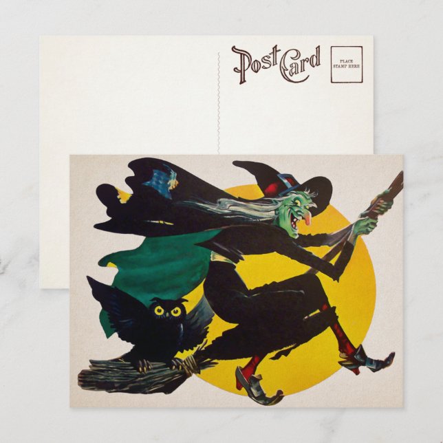 Vintage Hexenkarte Postkarte (Vorne/Hinten)