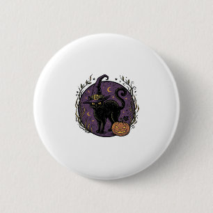 Vintage-Hexenkatze-Halloween-Vektor-Shirt-Design_1 Button