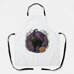 Vintage-Hexenkatze-Halloween-Vektor-Shirt-Design_1 Schürze