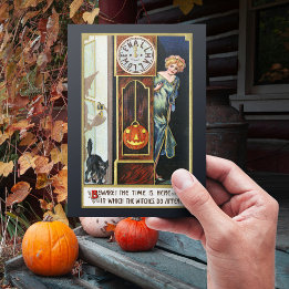 Vintage Hexenkatze Pumkin Halloween Feiertagspostkarte