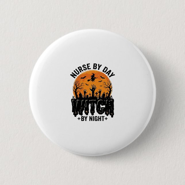 Vintage-Hexenkrankenschwester-Halloween-Design_1 Button (Vorderseite)