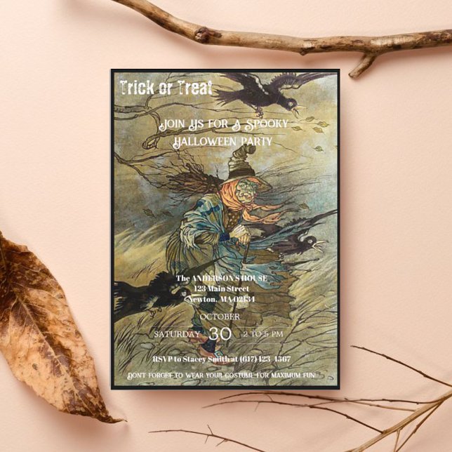 Vintage Hexenleckerei Halloween-Party Einladung (Von Creator hochgeladen)