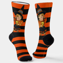Vintage Hexenorange und Niedliches Schwarzes Hallo Socken