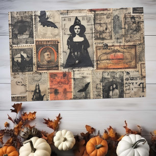 Vintage Hexensche Briefmarke Halloween-Dekoupage Seidenpapier