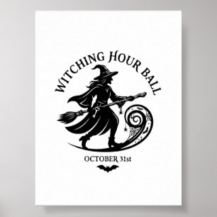 Vintage Hexenstunde Ball Halloween Poster
