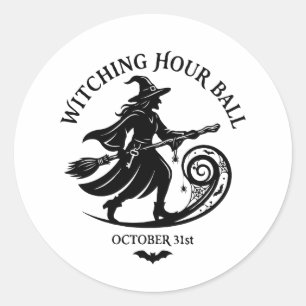 Vintage Hexenstunde Ball Halloween Runder Aufkleber