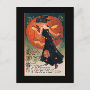 Vintage Hexenverglasung mit blutigem Text Einladungspostkarte