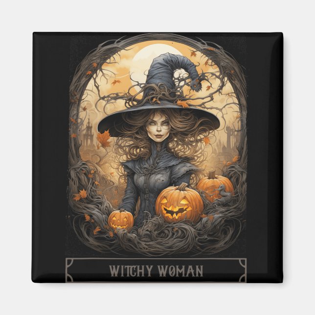 Vintage Hexerei Wiccan Gothic Hexeny Halloween Magnet (Vorne)