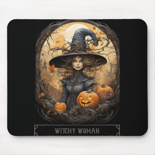 Vintage Hexerei Wiccan Gothic Hexeny Halloween Mousepad (Vorne)