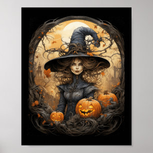 Vintage Hexerei Wiccan Gothic Hexeny Halloween Poster