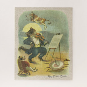 Vintage Hey Diddle Diddle Kinderreim restauriert Puzzle