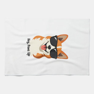 Vintage Hey, Paws hoch Corgi mit Sonnenbrille Süße Geschirrtuch