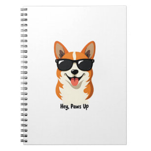 Vintage Hey, Paws hoch Corgi mit Sonnenbrille Süße Notizblock