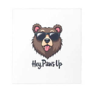Vintage Hey Paws Up Bär mit Sonnenbrille Lustiger Notizblock