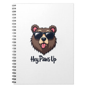 Vintage Hey Paws Up Bär mit Sonnenbrille Lustiger Notizblock