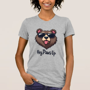 Vintage Hey Paws Up Bär mit Sonnenbrille Lustiger  T-Shirt