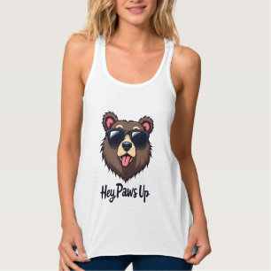 Vintage Hey Paws Up Bär mit Sonnenbrille Lustiger  Tank Top
