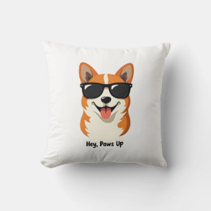 Vintage Hey, Paws Up Corgi mit Sonnenbrille Niedli Kissen