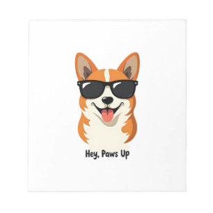Vintage Hey, Paws Up Corgi mit Sonnenbrille Süß Do Notizblock