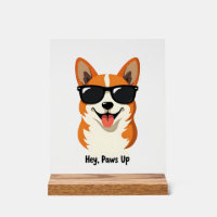 Vintage Hey, Paws Up Corgi mit Sonnenbrille Süßer