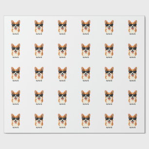Vintage Hey, Paws Up Corgi mit Sonnenbrille Süßer Geschenkpapier
