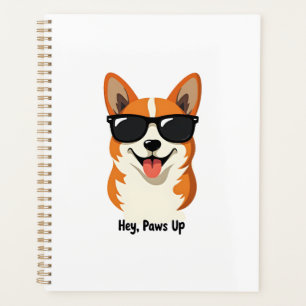 Vintage Hey, Paws Up Corgi mit Sonnenbrille Süßer  Planer