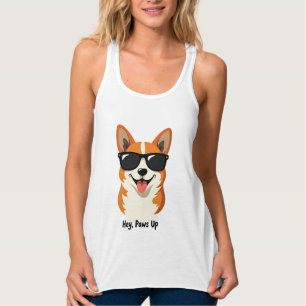 Vintage Hey, Paws Up Corgi mit Sonnenbrille Süßer  Tank Top