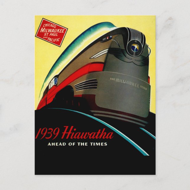 Vintage-Hiawatha-Stromlinienzug Postkarte (Vorderseite)