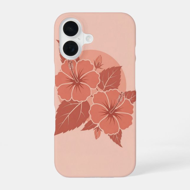 Vintage Hibiscus-Duo iPhone 16 Hülle (Rückseite)