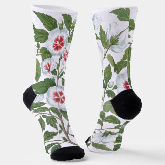 Vintage Hibiscus Flowers by Basilius Besler Socken
