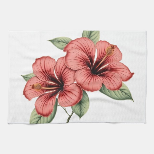 Vintage Hibiscus Geschirrtuch (Horizontal)